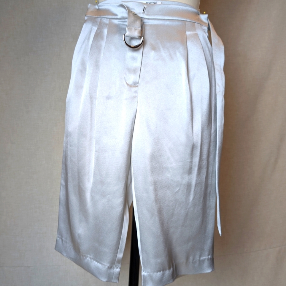 Elegant Satin Pleated Culottes